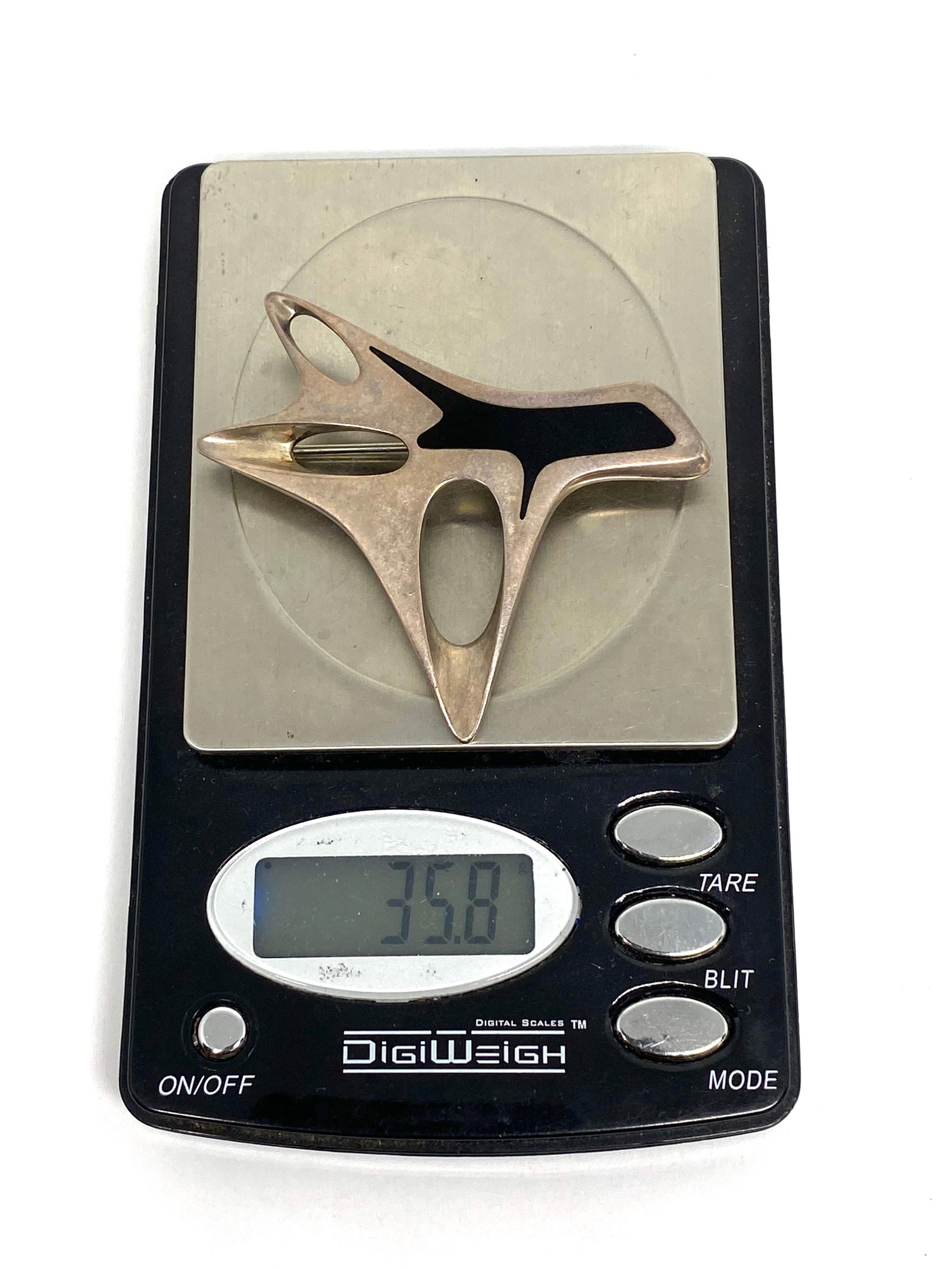 Mid- Century Modern Georg Jensen Sterling Silver & Enamel Abstract Brooch #323 - 6