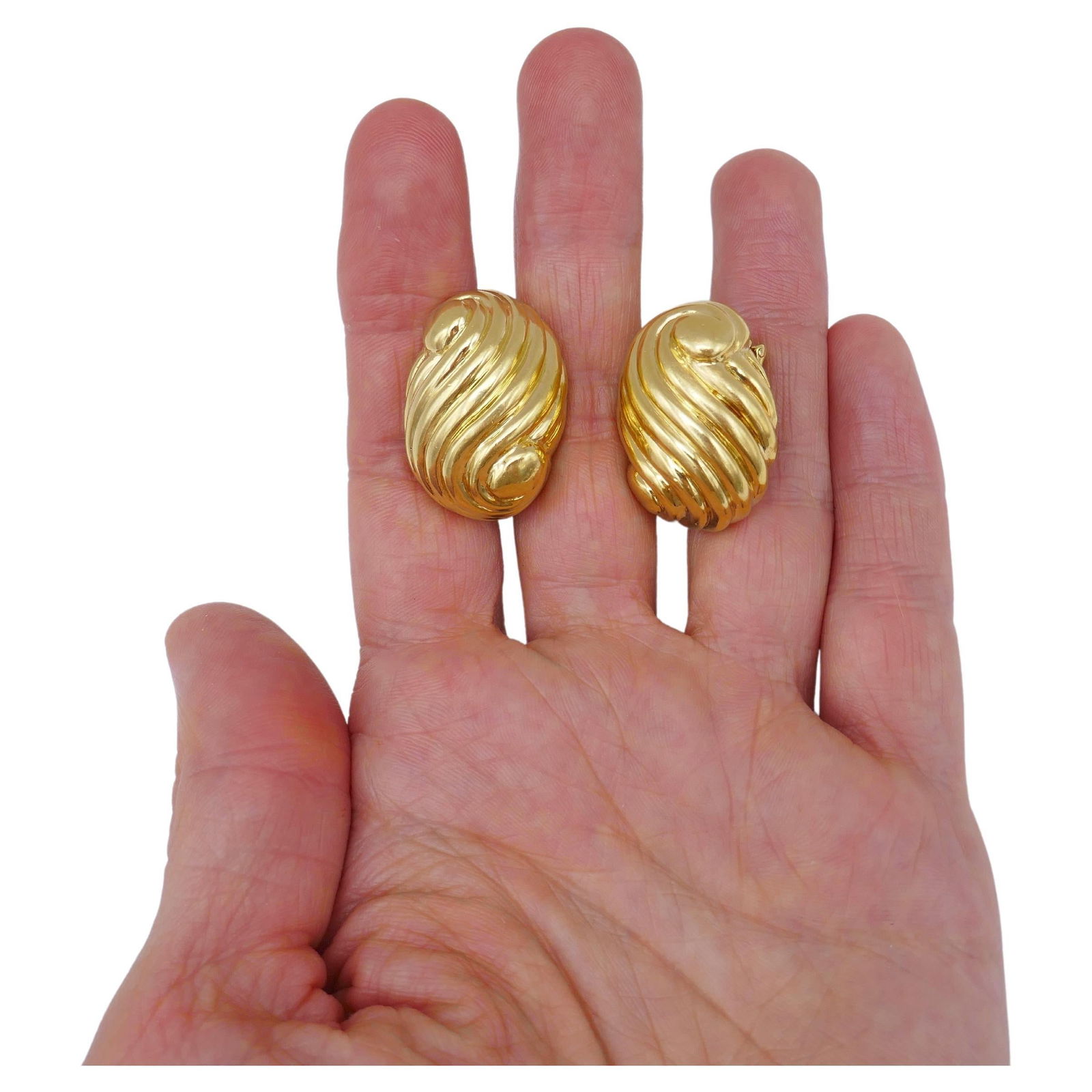 David Webb Gold Earrings, Swirl Shell - 6