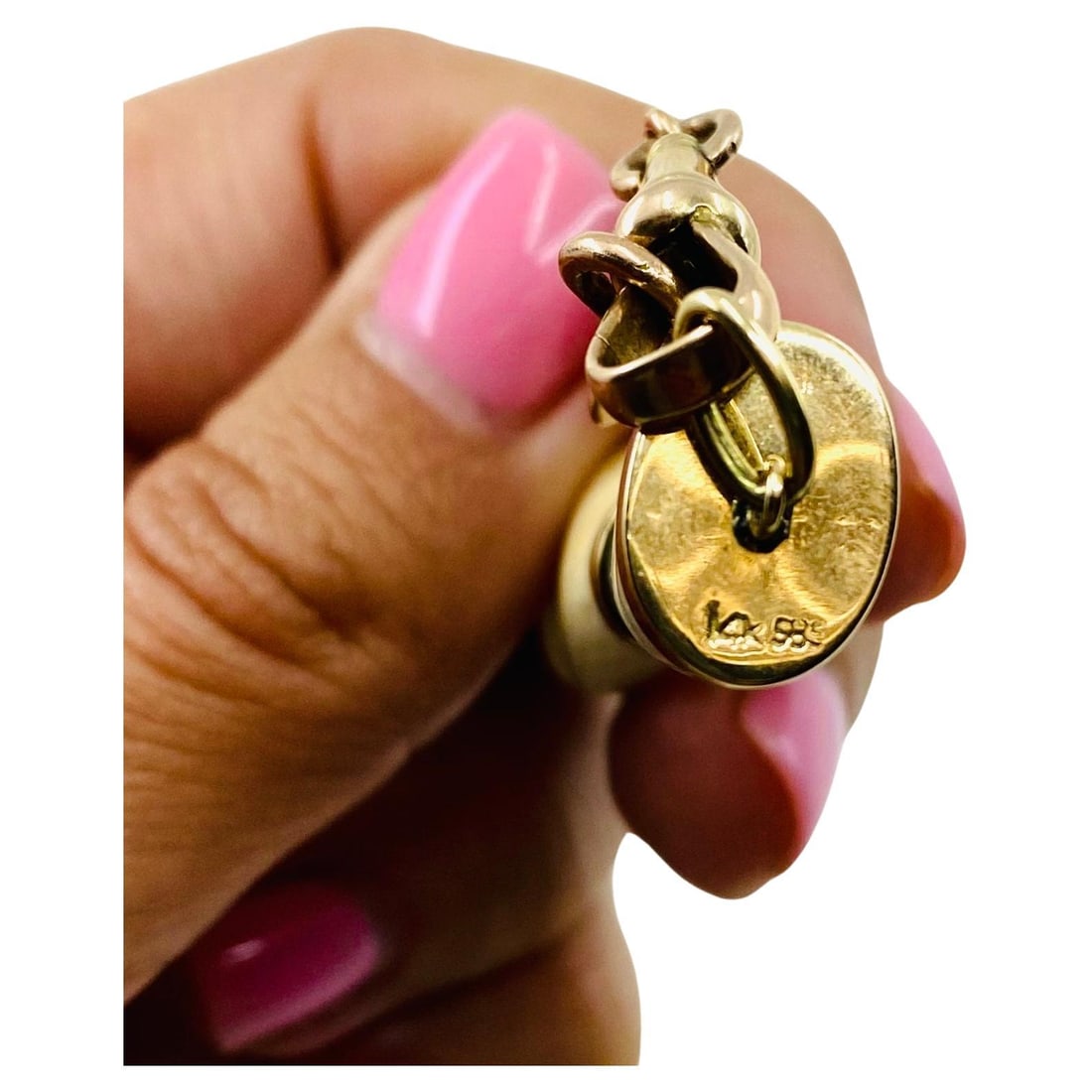 Victorian 10k Gold Chain Figa Pendant Necklace - 12