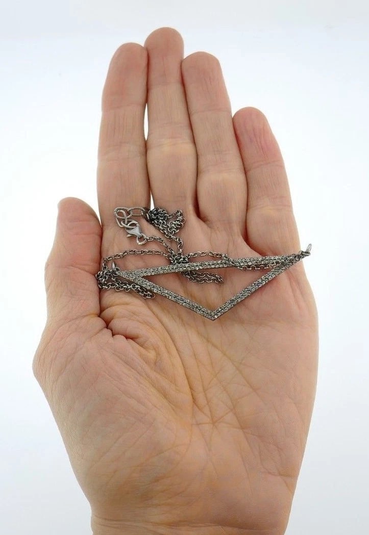 Sterling Silver Diamond Pendant Necklace - 5