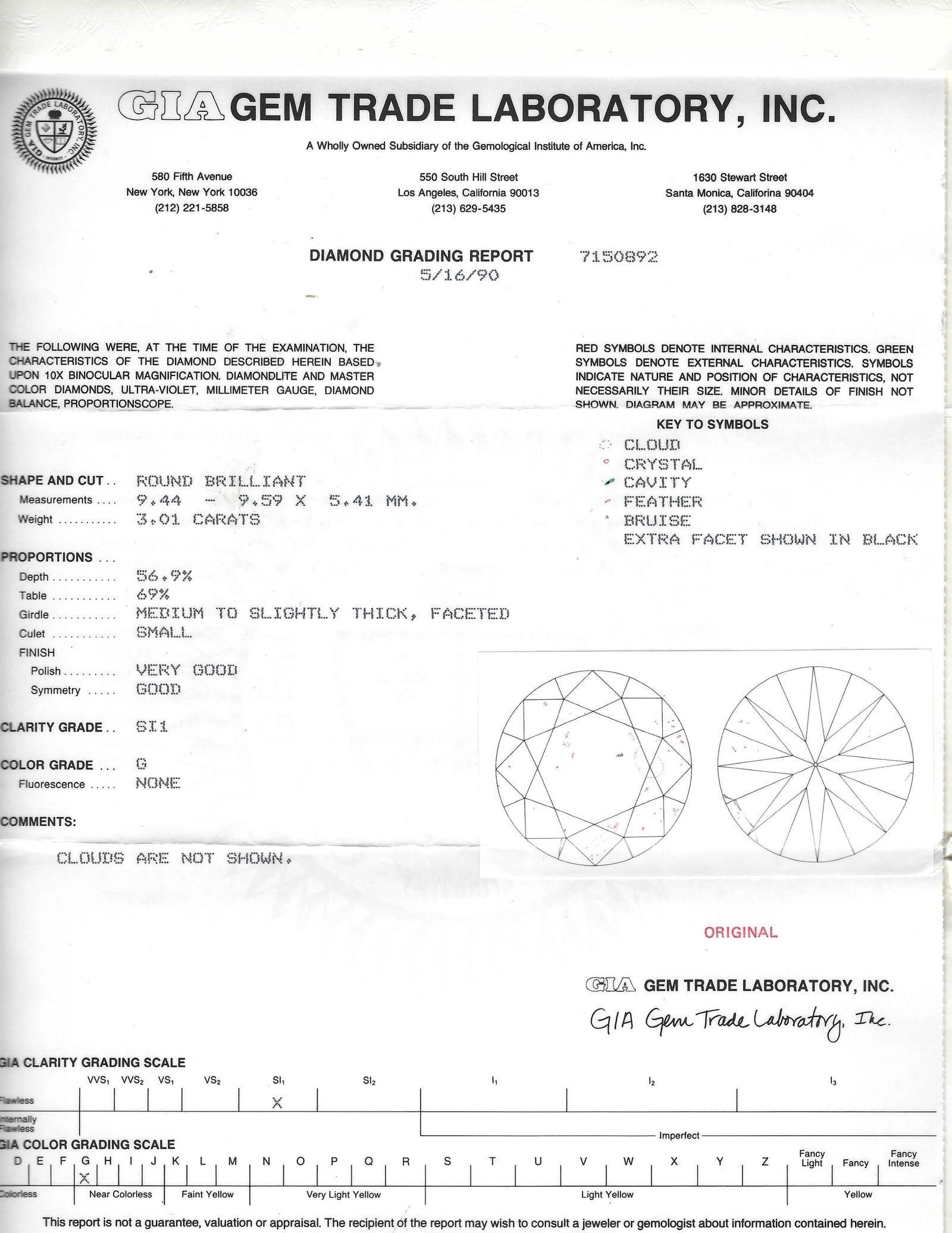 3.01 Carat Diamond G SI1 GIA White Gold Ring - 9