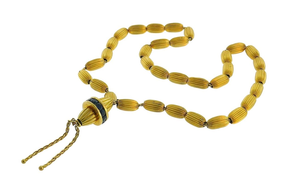 Vintage 22k Yellow Gold Sapphire Islamic Prayer Beads - 3