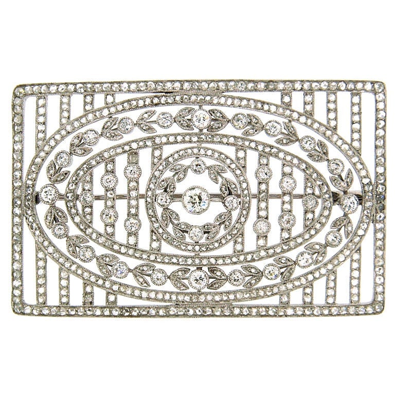 Edwardian Diamond & Platinum Brooch Pin 1920's - 2