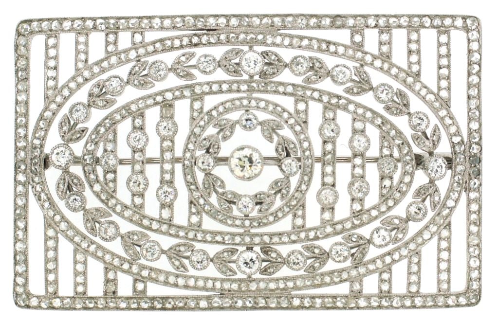 Edwardian Diamond & Platinum Brooch Pin 1920's - 4