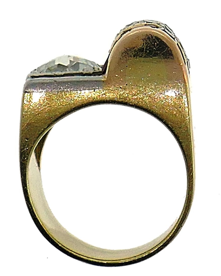 Jubilee Cut Diamond Ruby Gold Retro Ring - 4