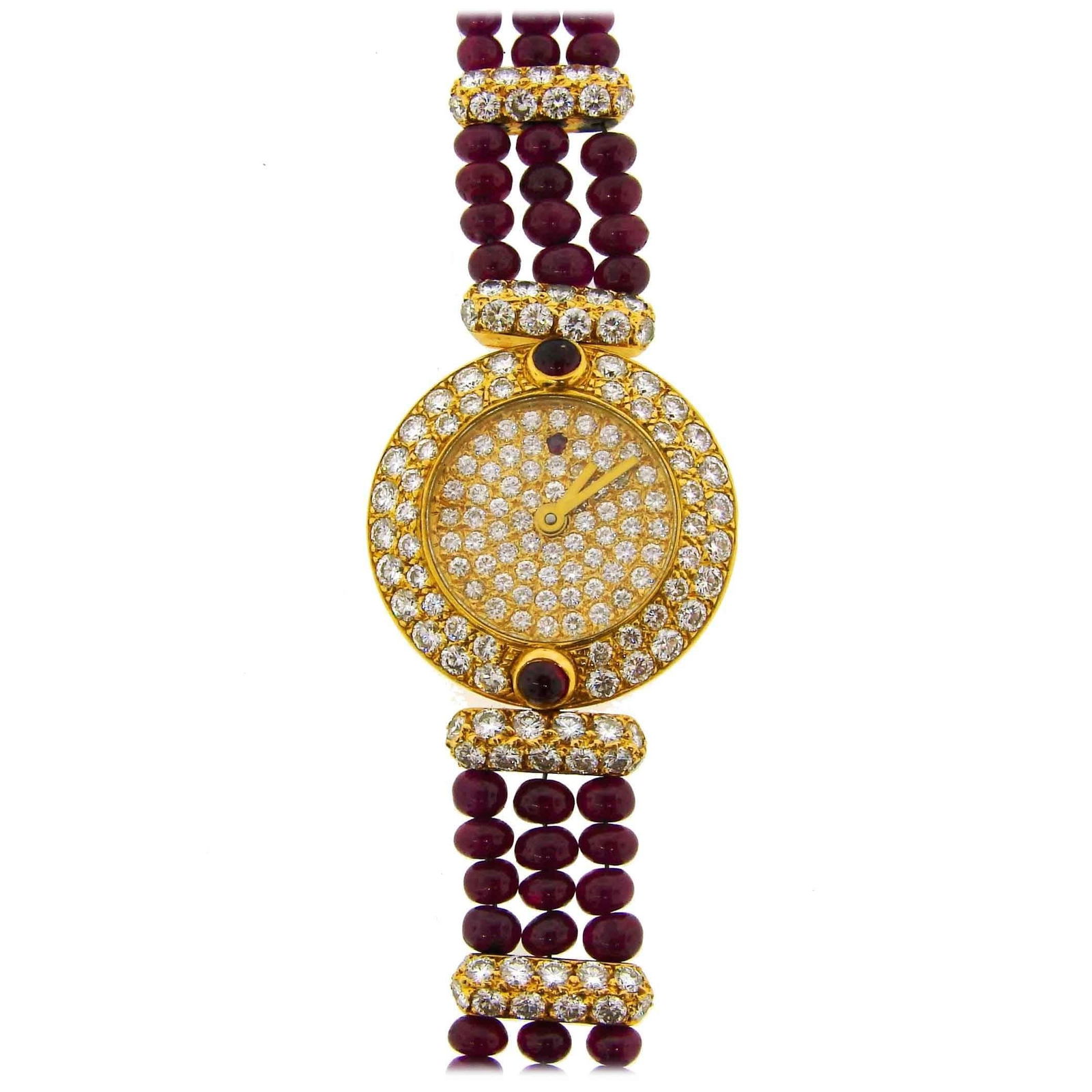 Vintage Boucheron 18k Yellow Gold Lady's Wristwatch Diamond Ruby Quartz - 7