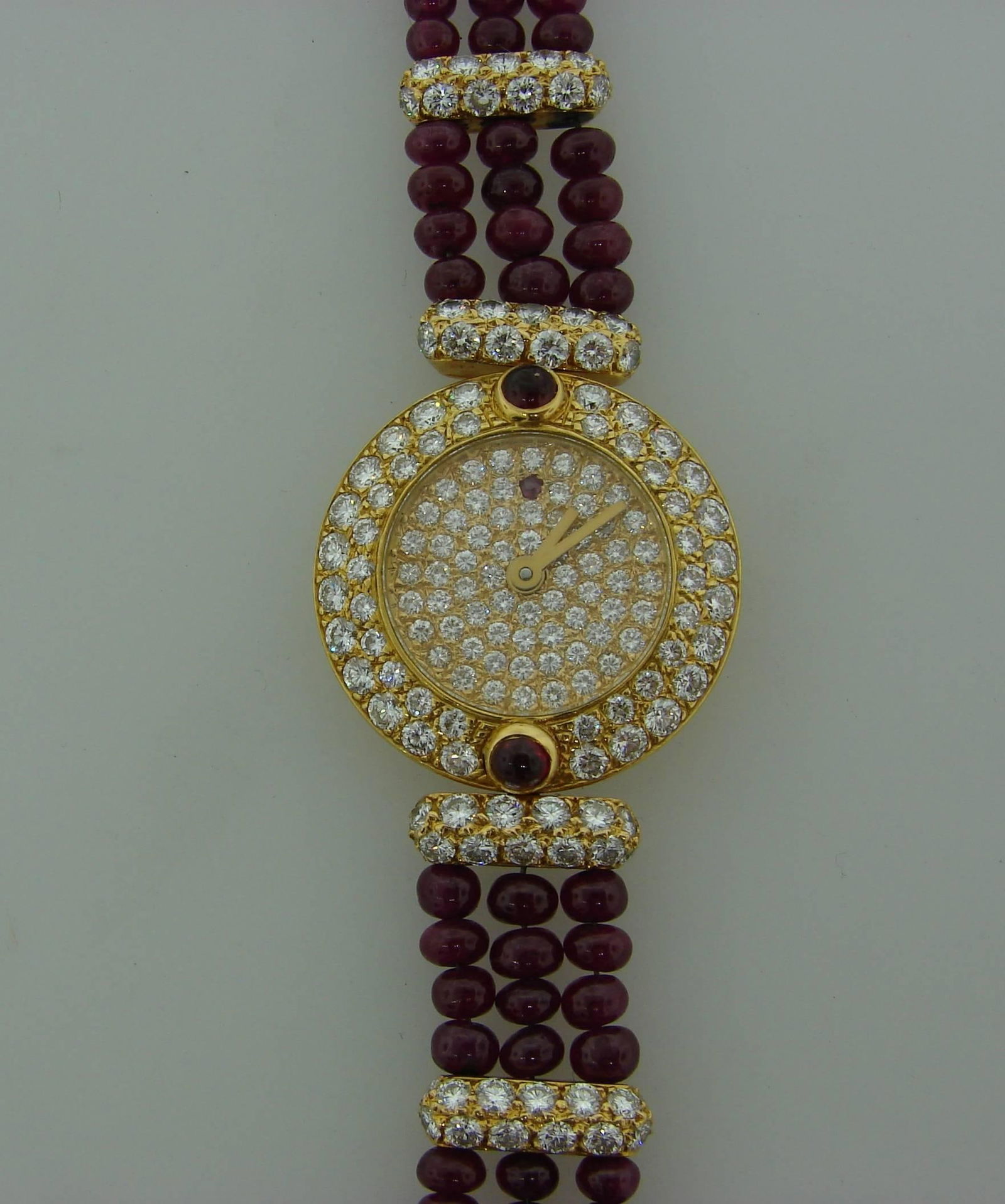 Vintage Boucheron 18k Yellow Gold Lady's Wristwatch Diamond Ruby Quartz - 8