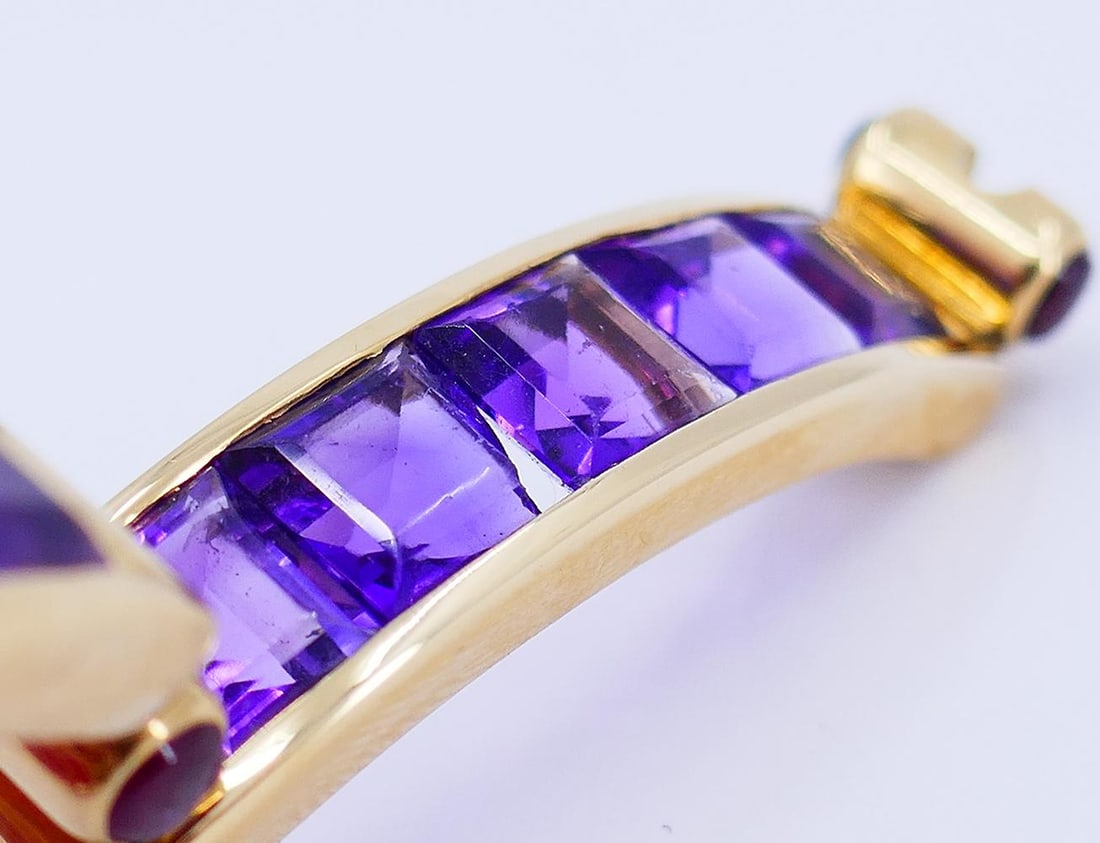 Vintage Bulgari Bracelet 18k Yellow Gold Amethyst Bvlgari Estate Jewelry - 3