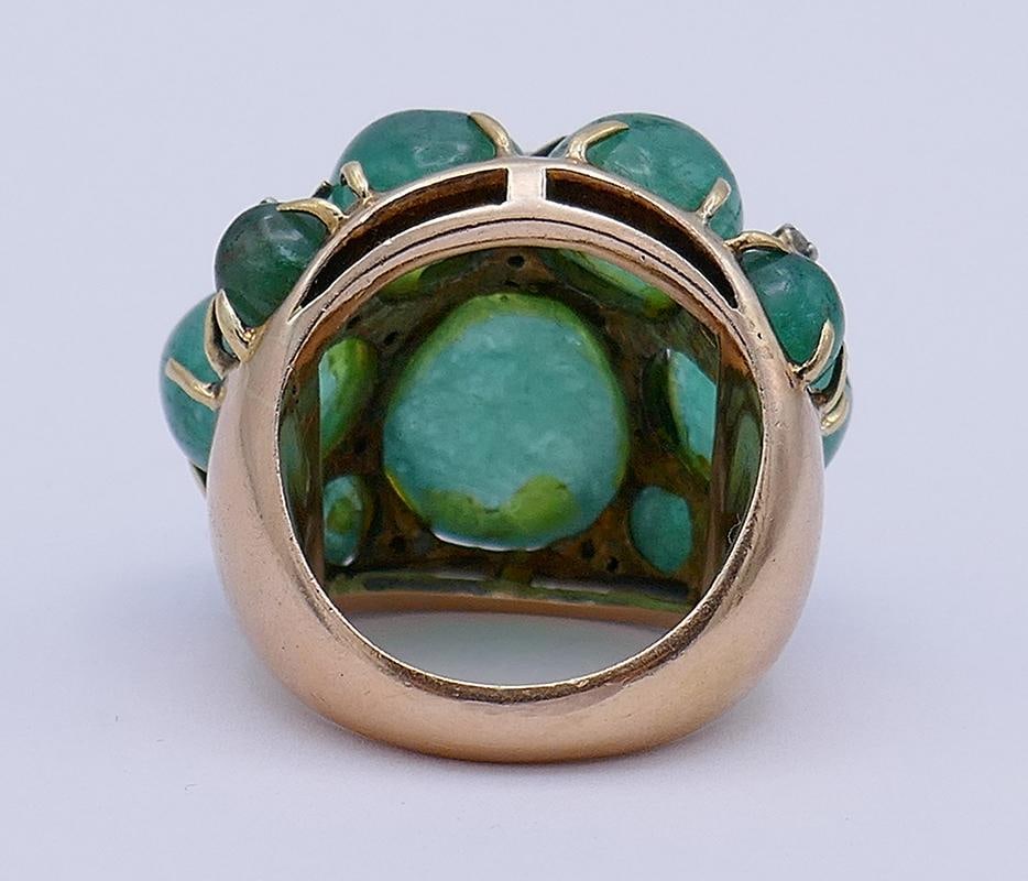 Vintage Ring 14k Gold Emerald Cocktail Estate Jewelry - 4
