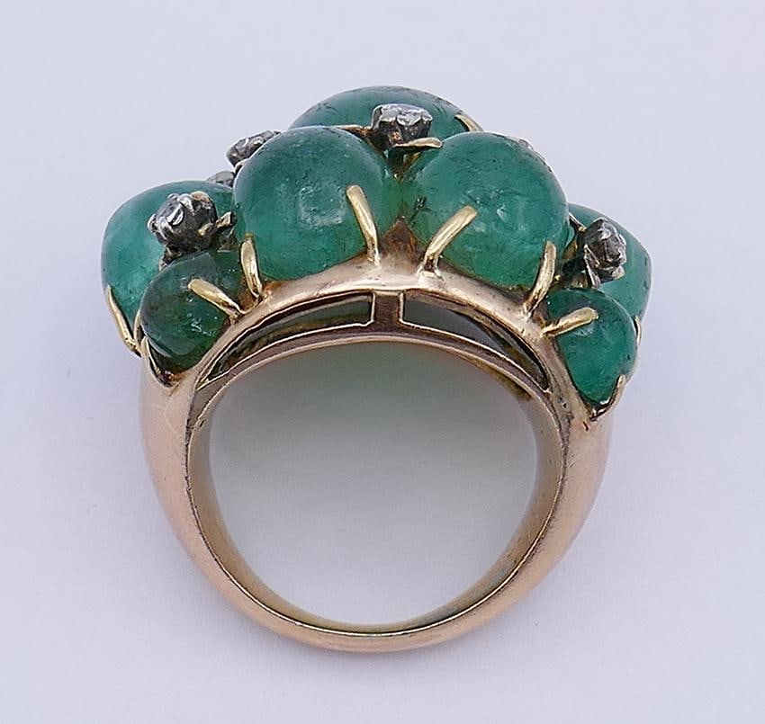 Vintage Ring 14k Gold Emerald Cocktail Estate Jewelry - 5