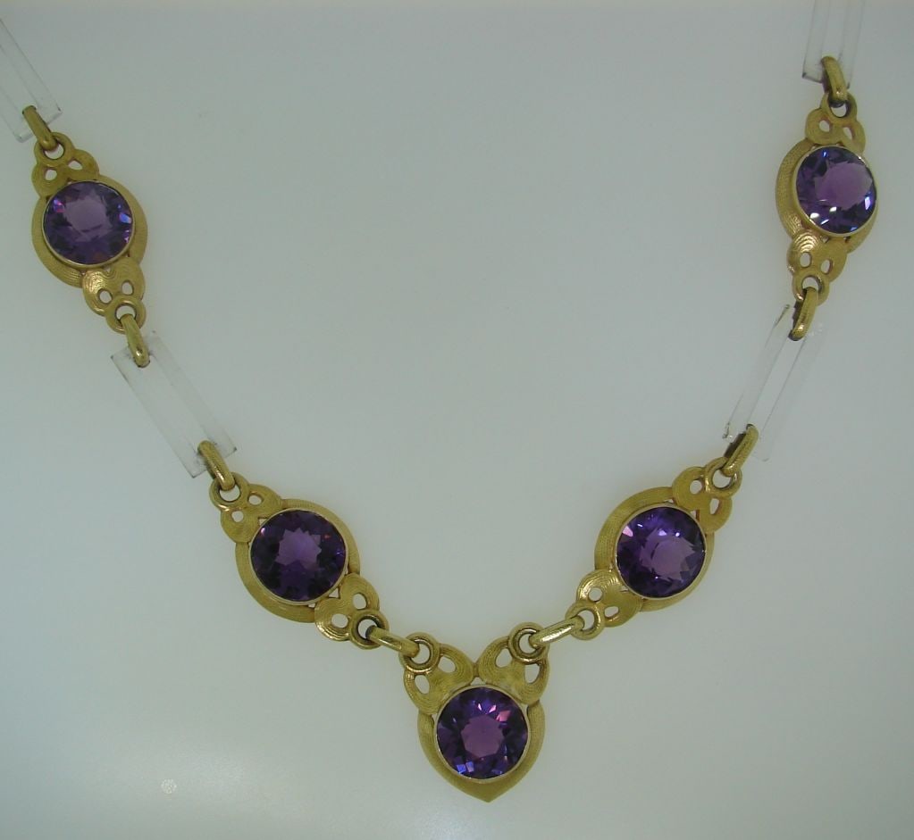Vintage Cartier Necklace Yellow Gold Amethyst Horn - 19