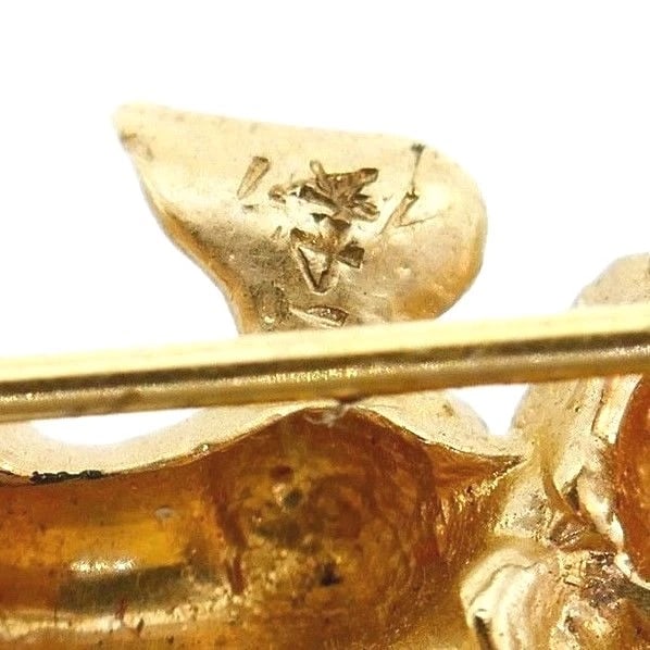 14K YELLOW GOLD CHERUB DIAMOND PIN BROOCH ANGEL THEMED JEWELRY W/STARS - 4