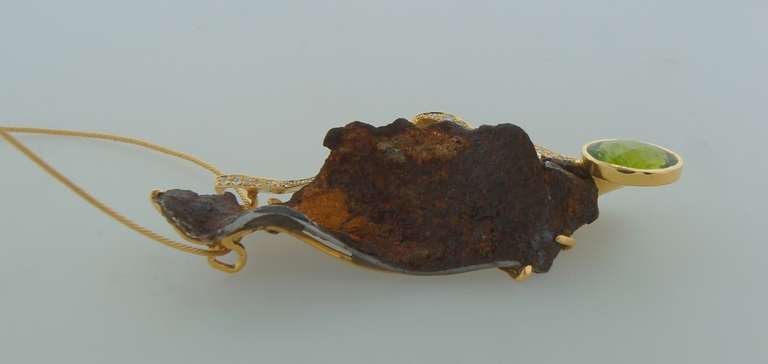 Thierry Vendome Peridot 18k Gold Pendant Necklace Diamond Decorative Metal - 13