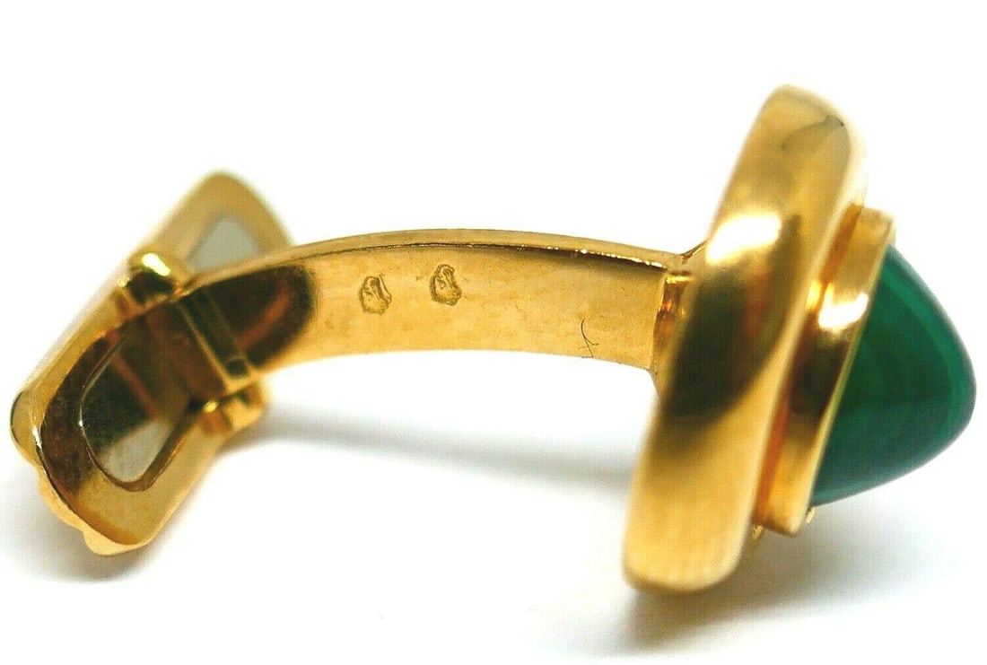 Chaumet Vintage Yellow Gold Malachite Cufflinks Tie Tack Set - 18