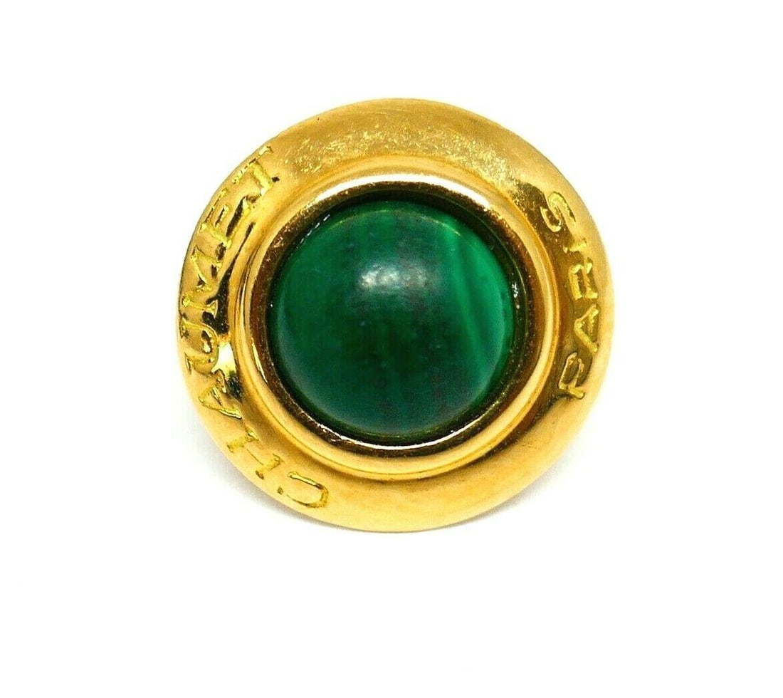 Chaumet Vintage Yellow Gold Malachite Cufflinks Tie Tack Set - 3