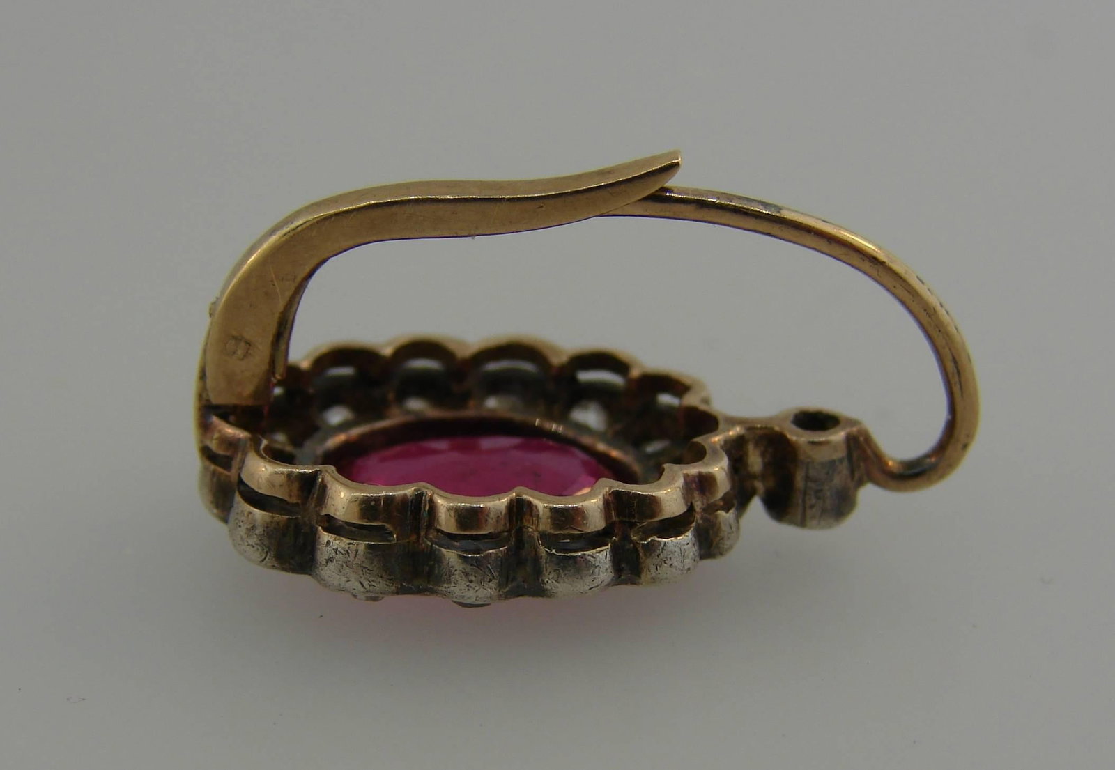 Ruby Diamond Silver Gold Cluster Drop Stud Earrings - 15