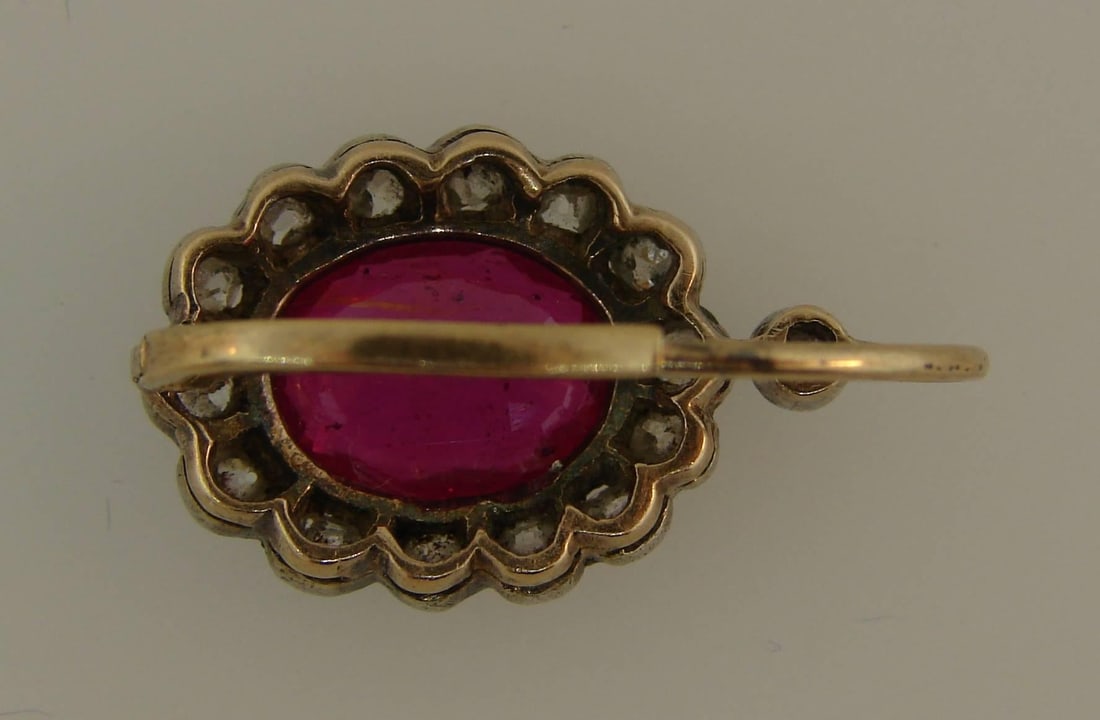 Ruby Diamond Silver Gold Cluster Drop Stud Earrings - 4