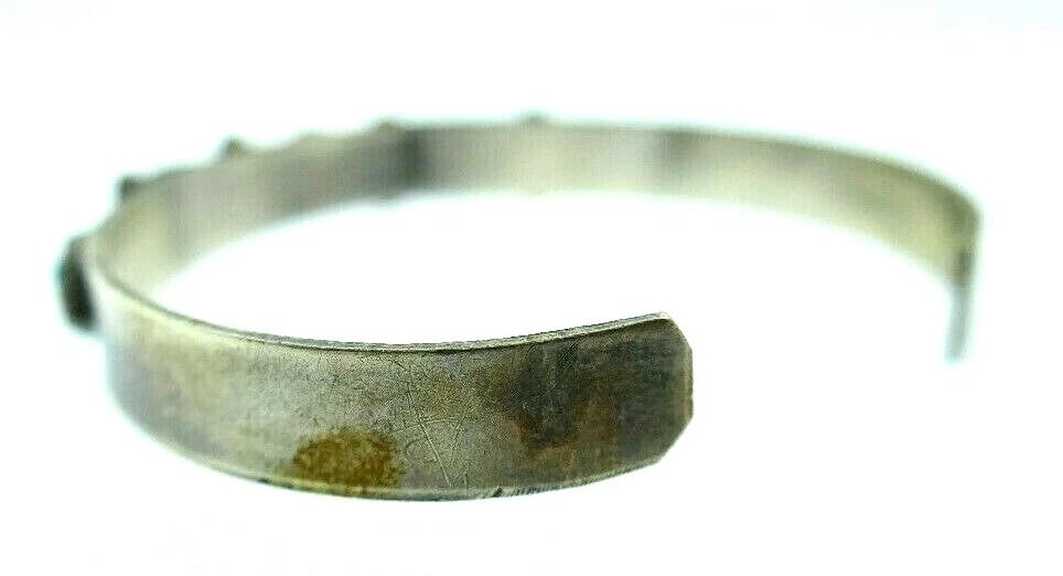 AMERICAN INDIAN Sterling Silver, Coral & Turquoise Bangle Bracelet - 5