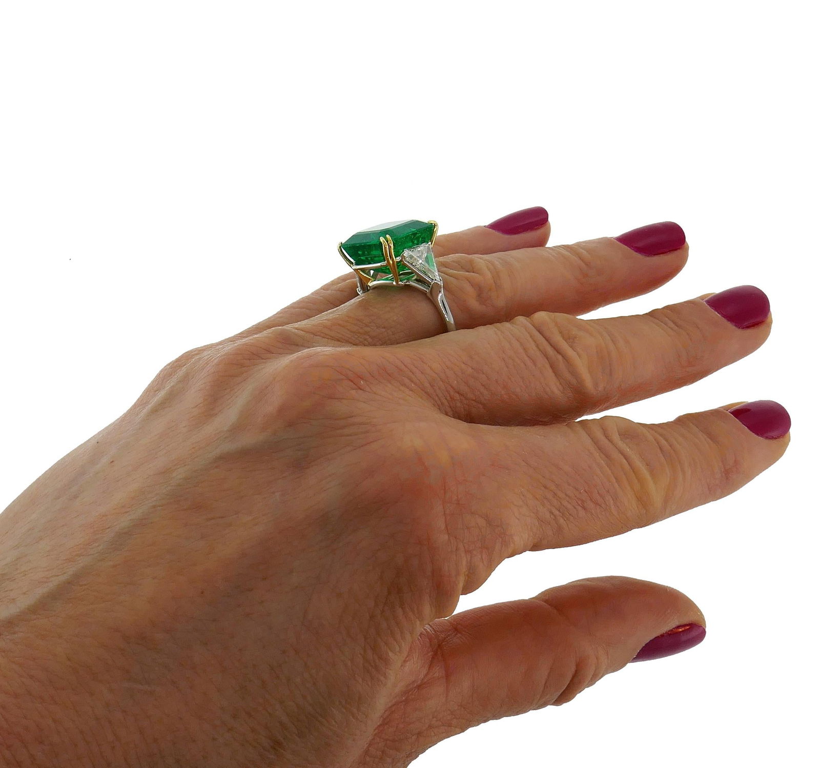 Vintage Harry Winston Emerald Diamond Platinum Ring 14.04 Carat Colombian AGL - 6