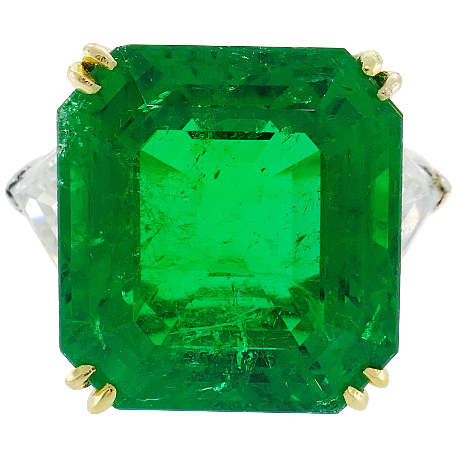 Vintage Harry Winston Emerald Diamond Platinum Ring 14.04 Carat Colombian AGL - 7