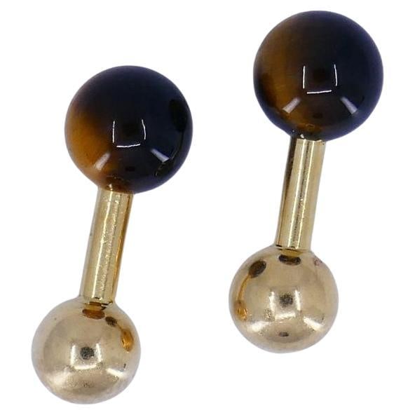Vintage Tiffany & Co. 14k Gold Tigers Eye Cufflinks - 2