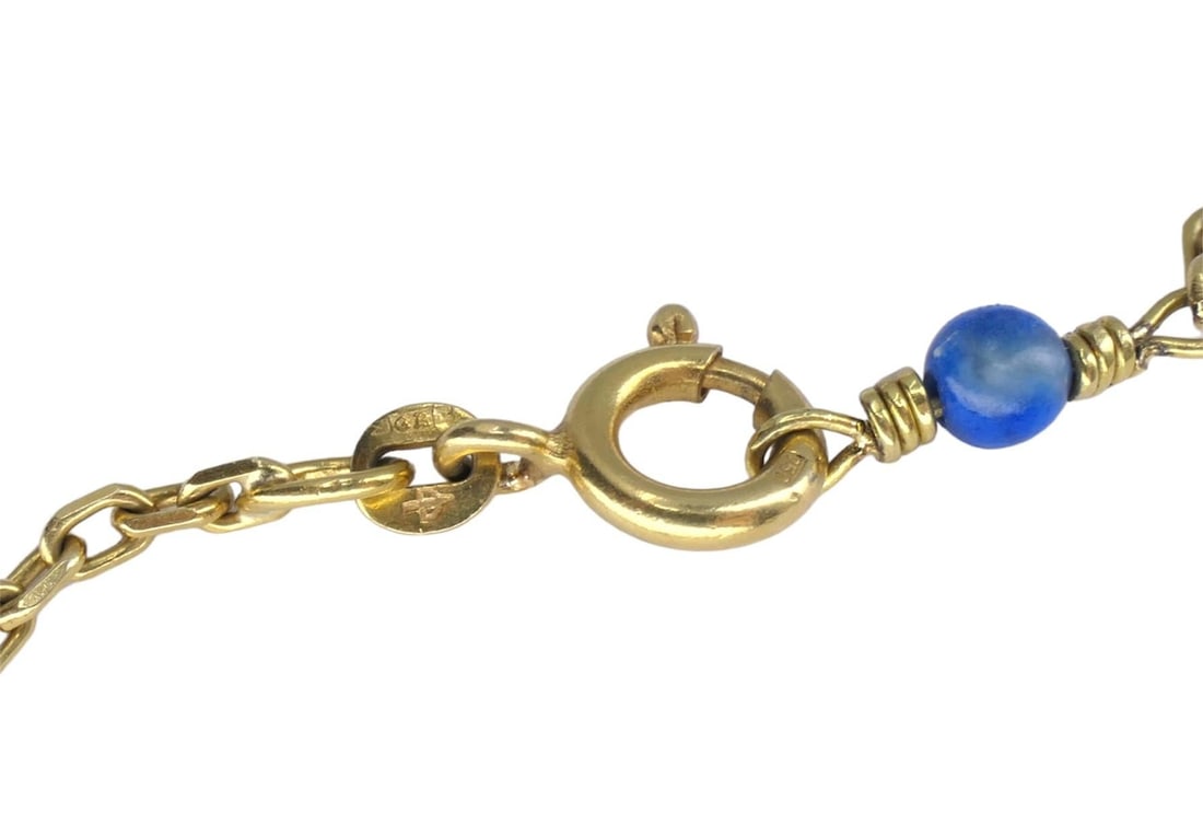 Vintage Mouawad 18k Gold Lapis Lazuli Chain Necklace - 3