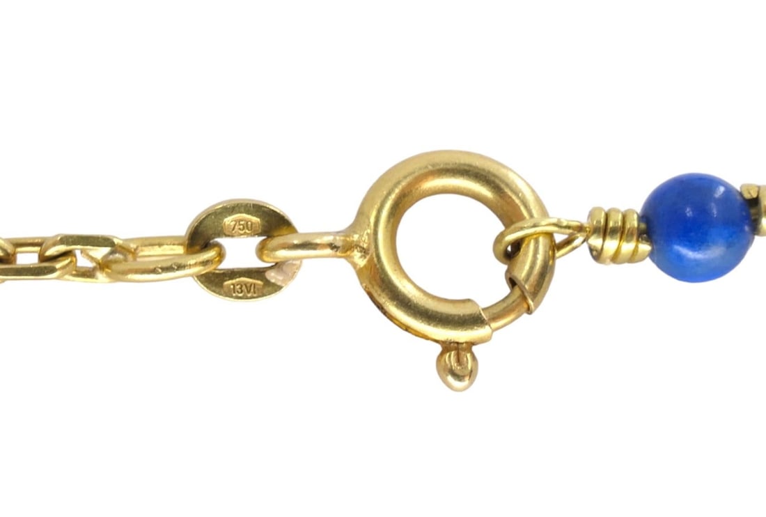 Vintage Mouawad 18k Gold Lapis Lazuli Chain Necklace - 4