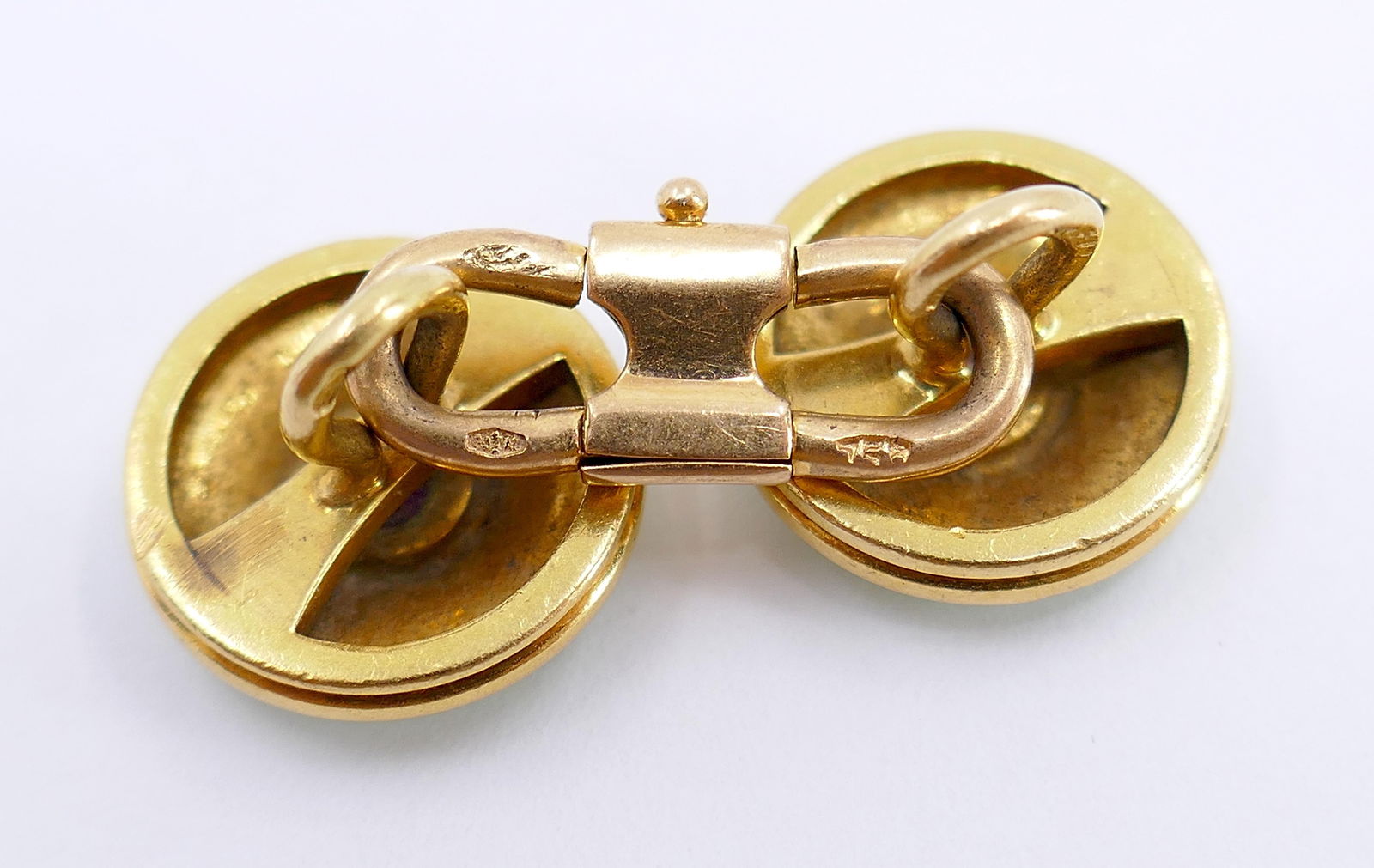 French Guilloche Enamel Ruby Cuff links - 4