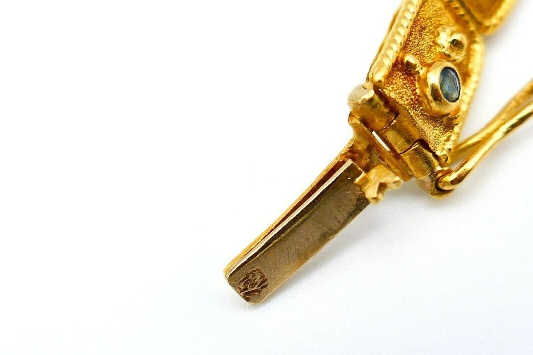 Vintage Textured Yellow Gold Gemstones Collar Necklace - 4