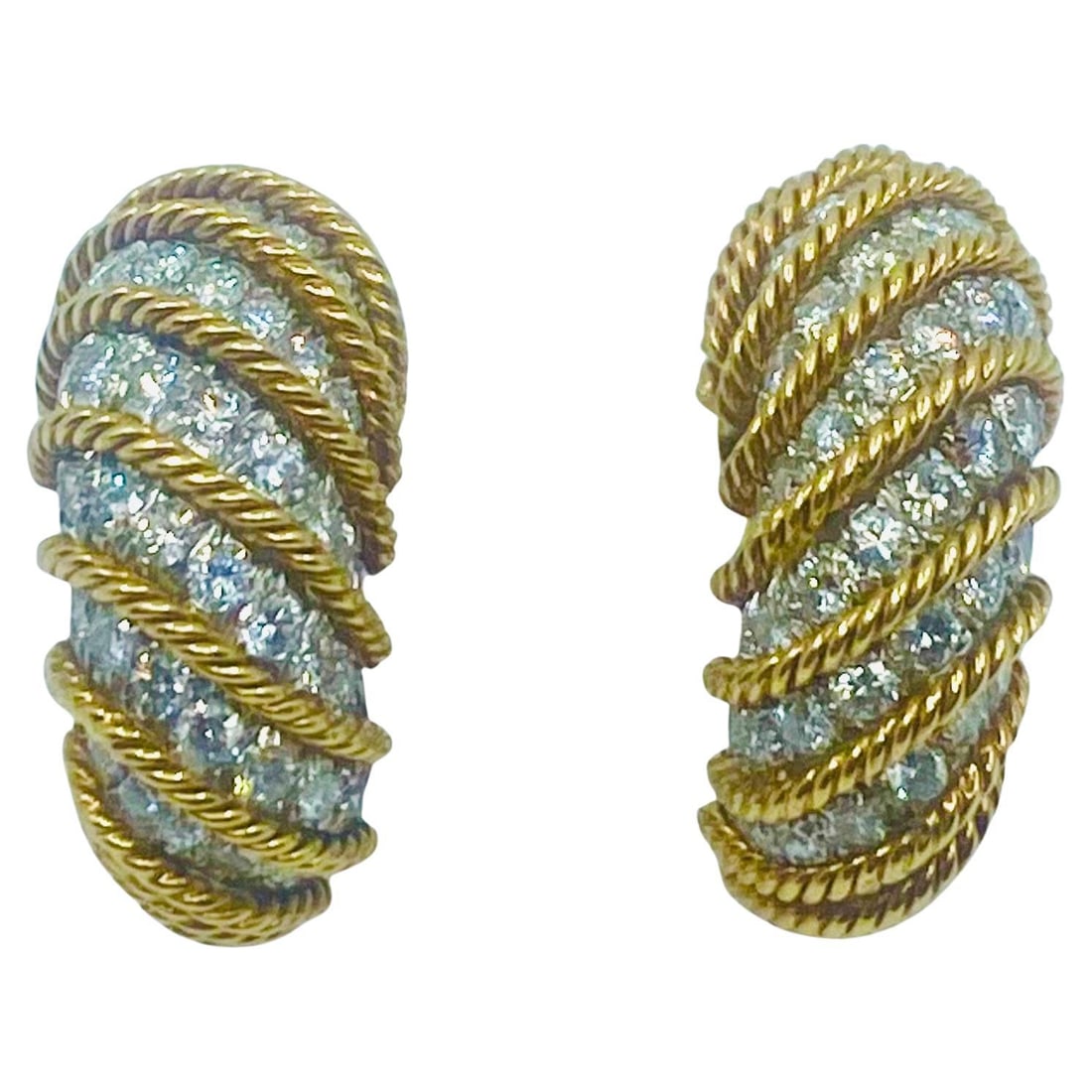 David Webb Huggie Earrings Diamond Gold - 7