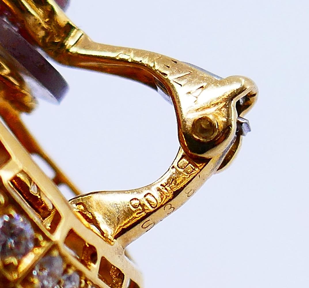 Areza Vintage French Earrings 18k Gold Sapphire Diamond Estate Jewelry - 3