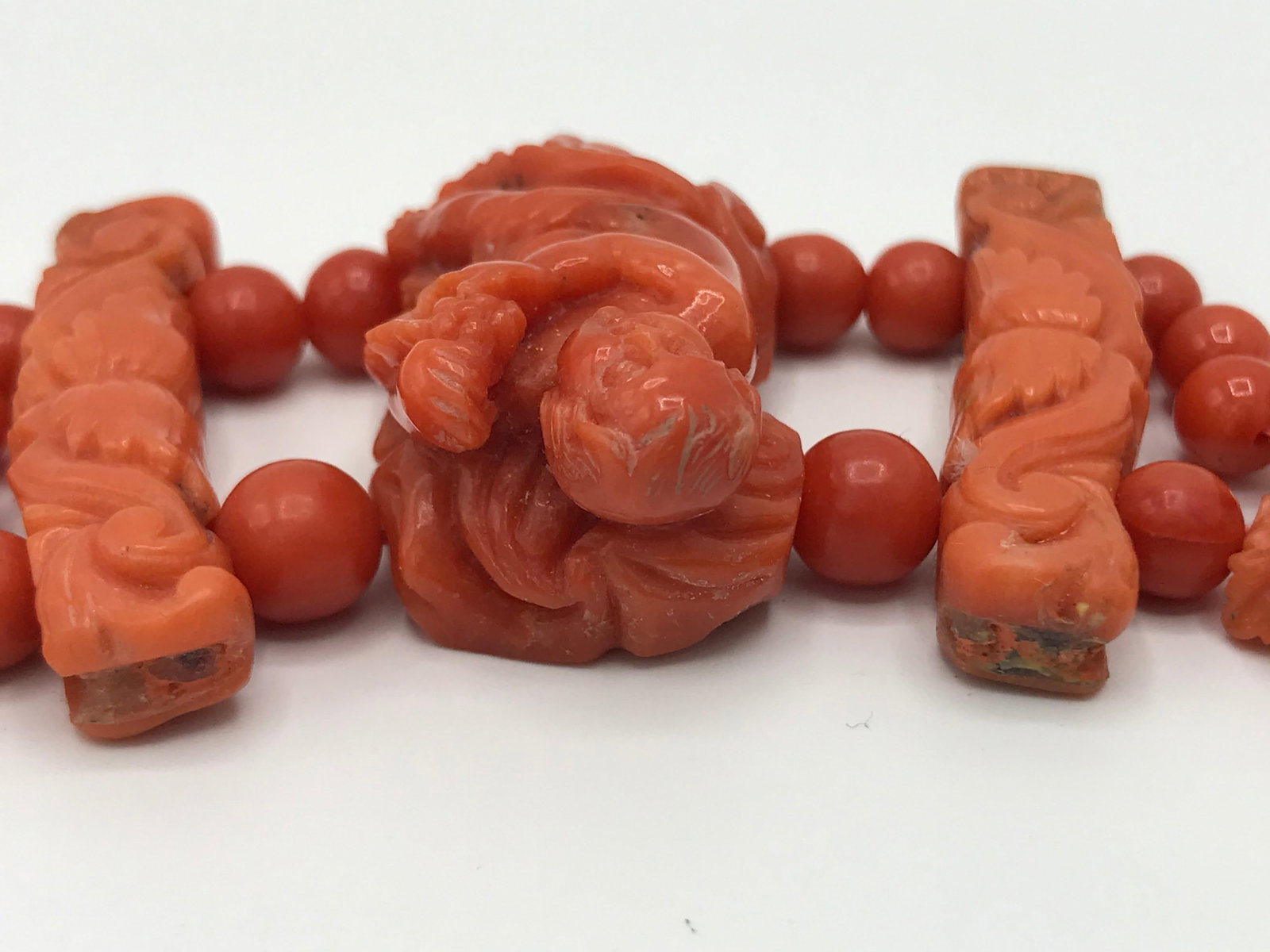 Antique Carved Coral Necklace - 5