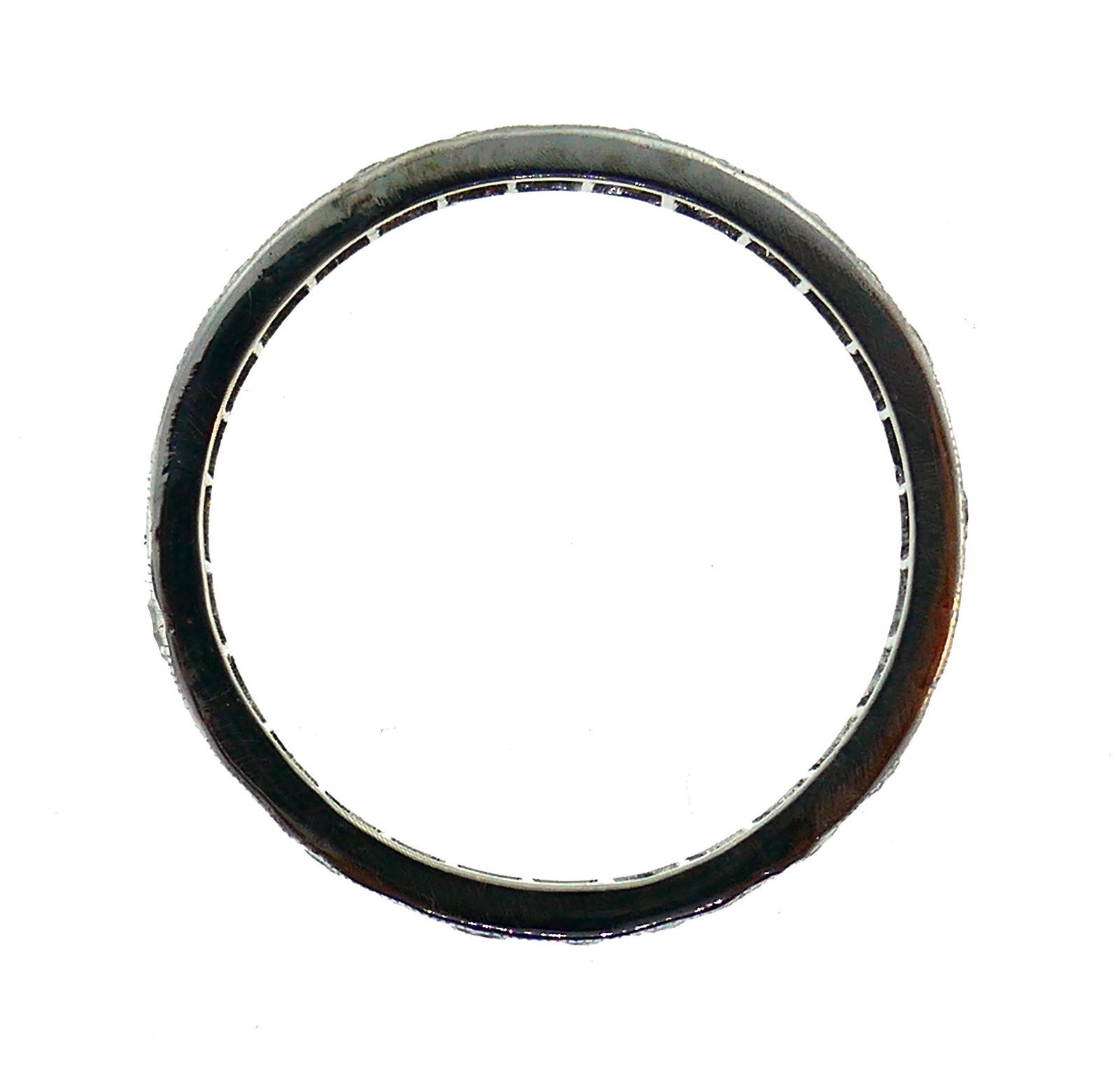 Art Deco Diamond Platinum Eternity Band Ring Old European Cut Wedding Size 7.5 - 6