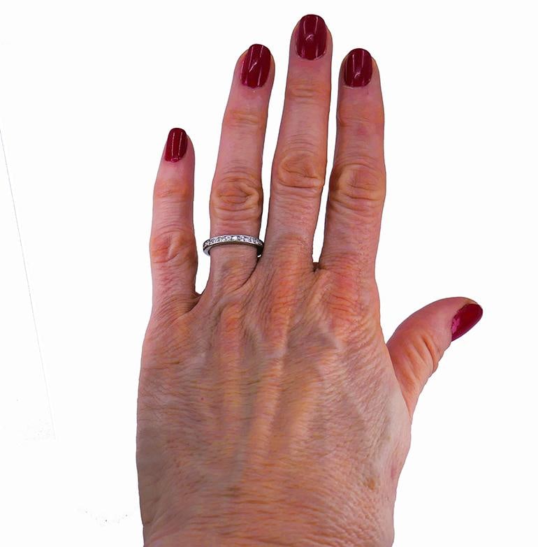 Art Deco Ring Eternity Band Platinum Diamond Estate Jewelry - 13