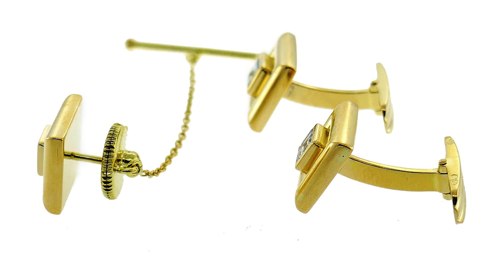 Chaumet Paris Yellow Gold Cufflinks and Stud Set with Diamond - 17