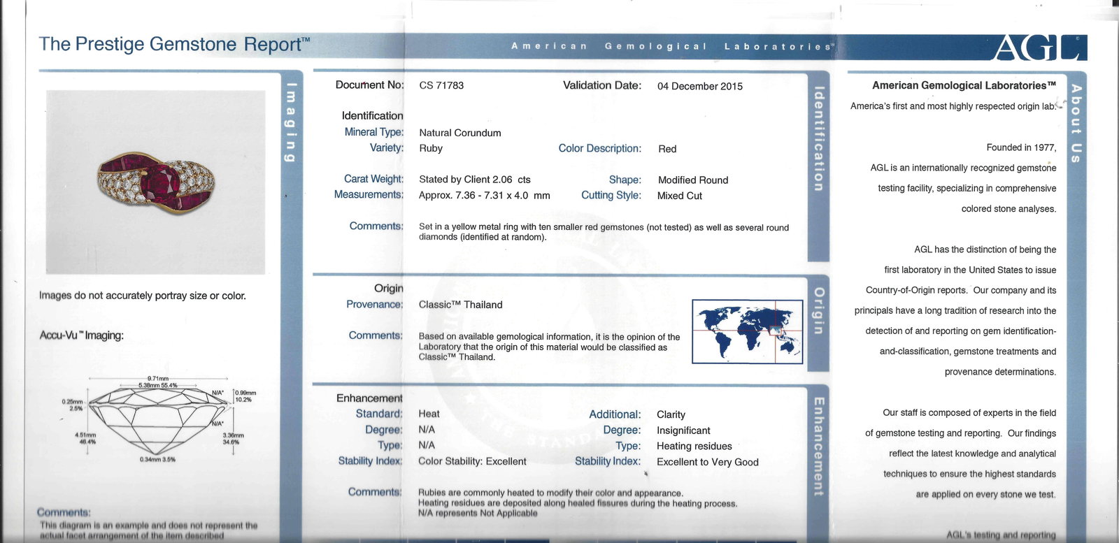 Vintage GRAFF Ruby Diamond 18k Yellow Gold Ring 2.06 cts AGL Report - 14