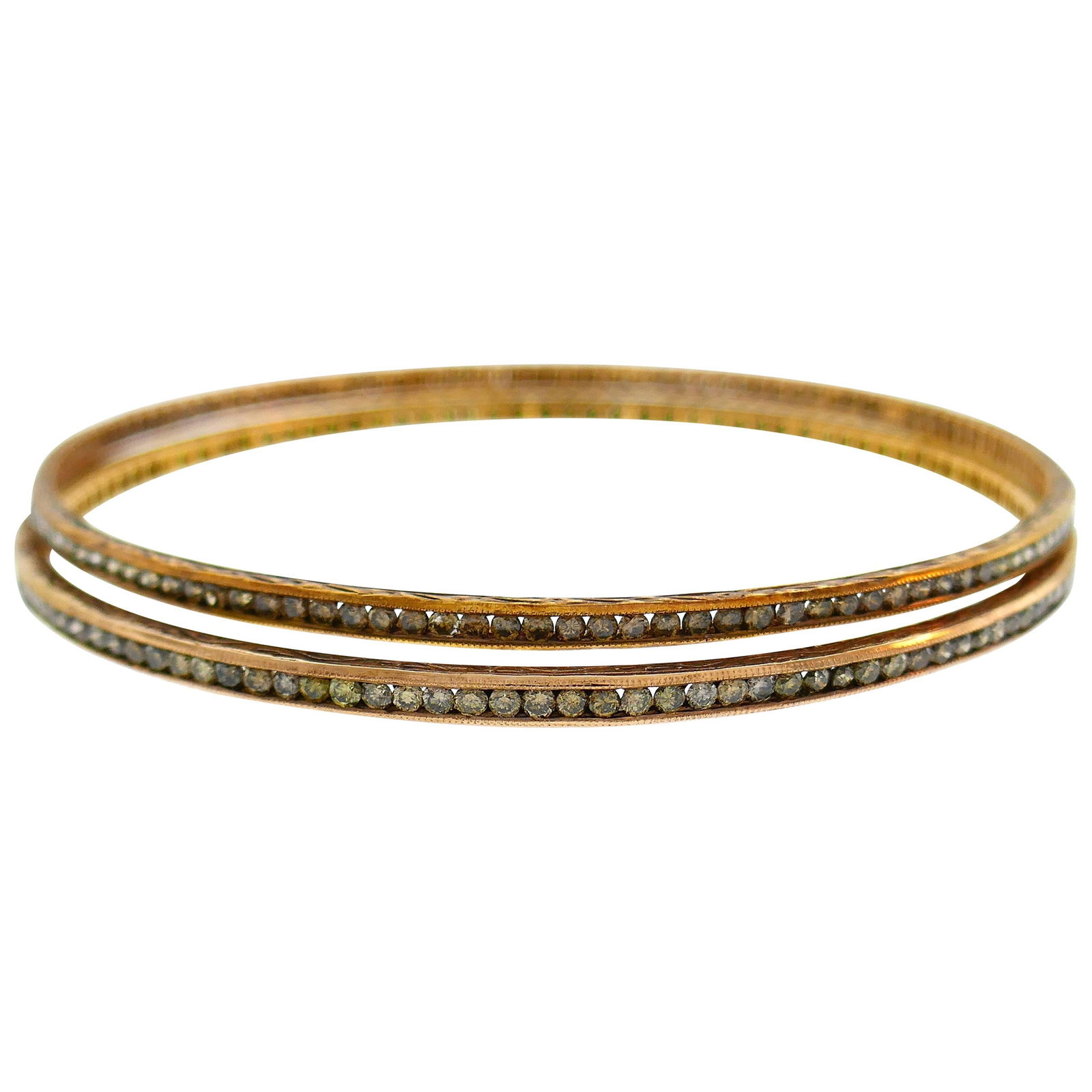 Cynthia Bach Diamond Rose Gold Bangle Bracelet, Pair - 7
