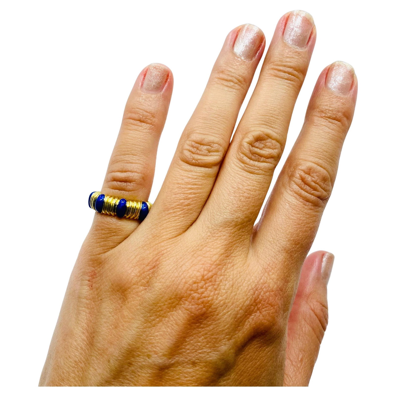 Tiffany & Co. Blue Enamel Gold Band Ring - 18