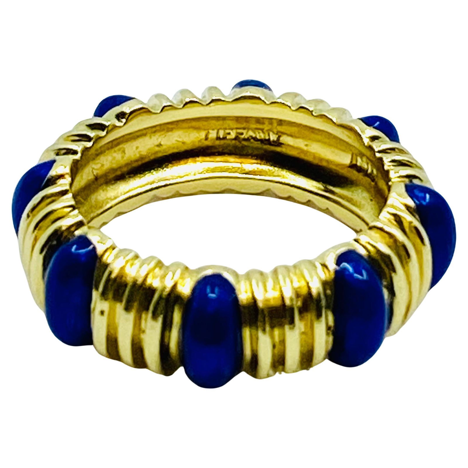 Tiffany & Co. Blue Enamel Gold Band Ring - 2