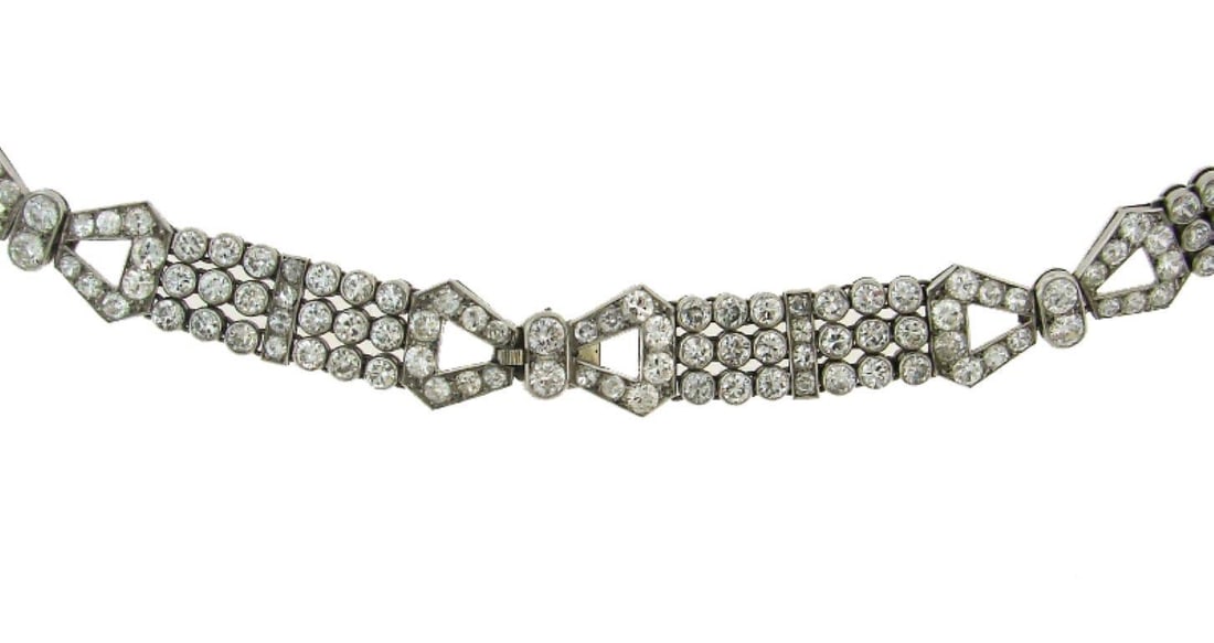 Art Deco Diamond Necklace Bracelets Platinum Choker Interchangeable - 3