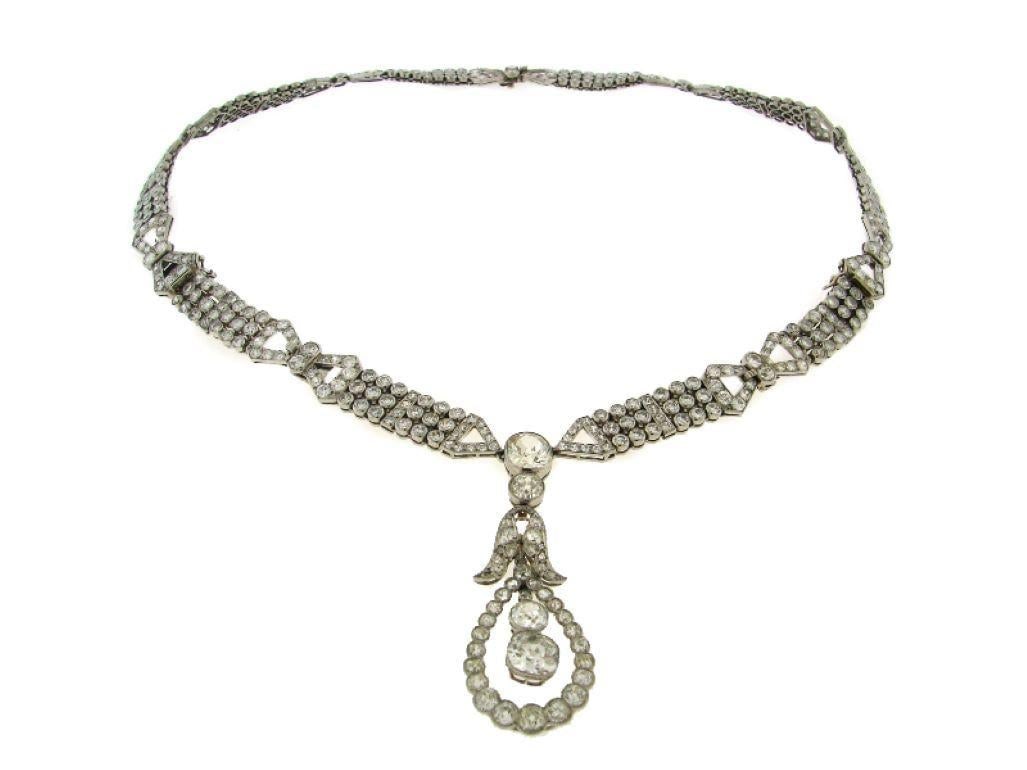 Art Deco Diamond Necklace Bracelets Platinum Choker Interchangeable - 8