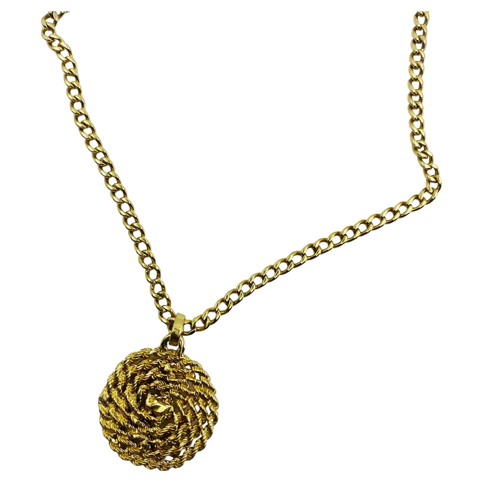 14k Gold Anchor Pendant Rope Design Chain Necklace - 2