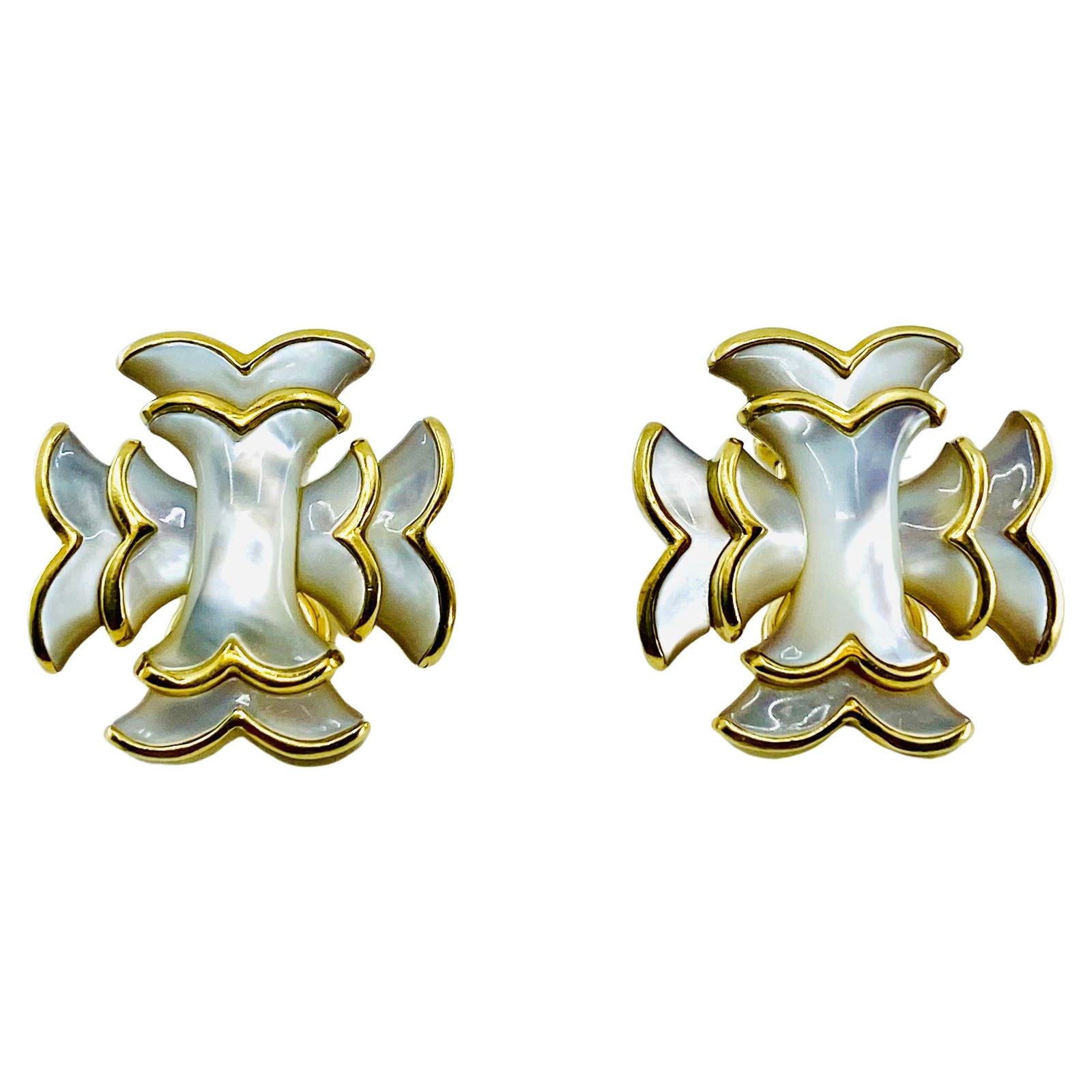 Angela Cummings Mother of Pearl Gold Earrings - 7