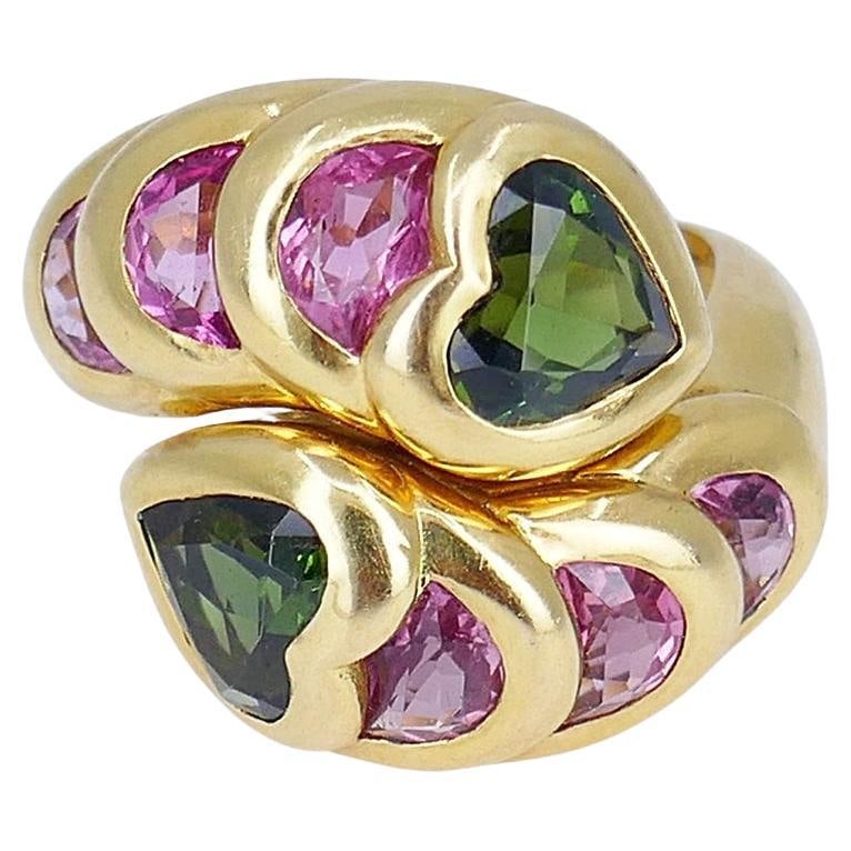 Vintage Tourmaline Ring 18k Gold French Estate Jewelry - 19
