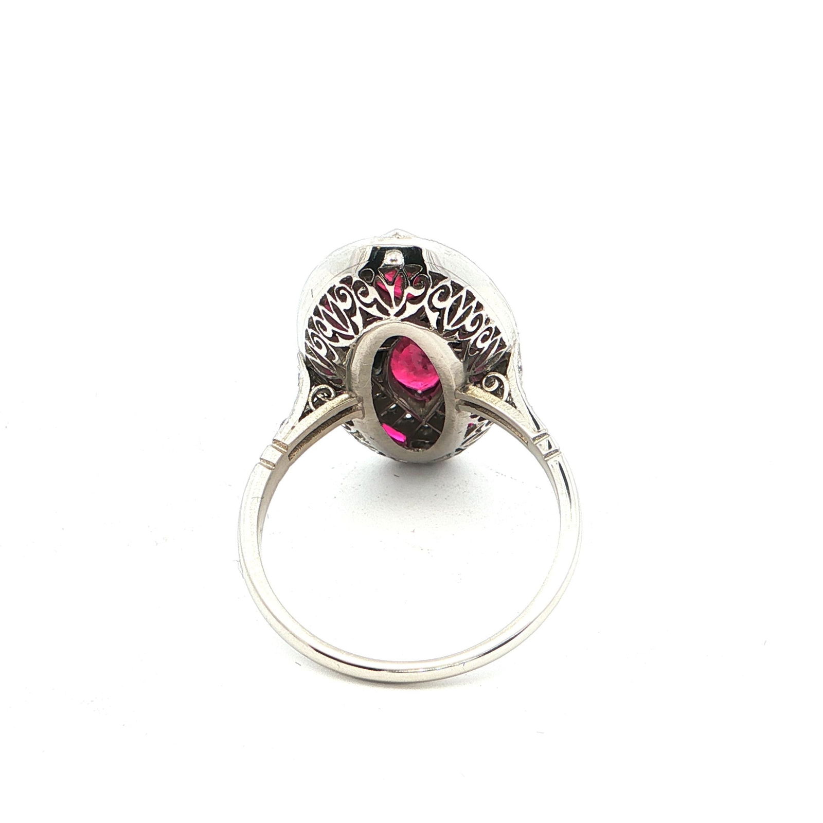 Platinum Ring with Diamonds and Natural Rubies - 3