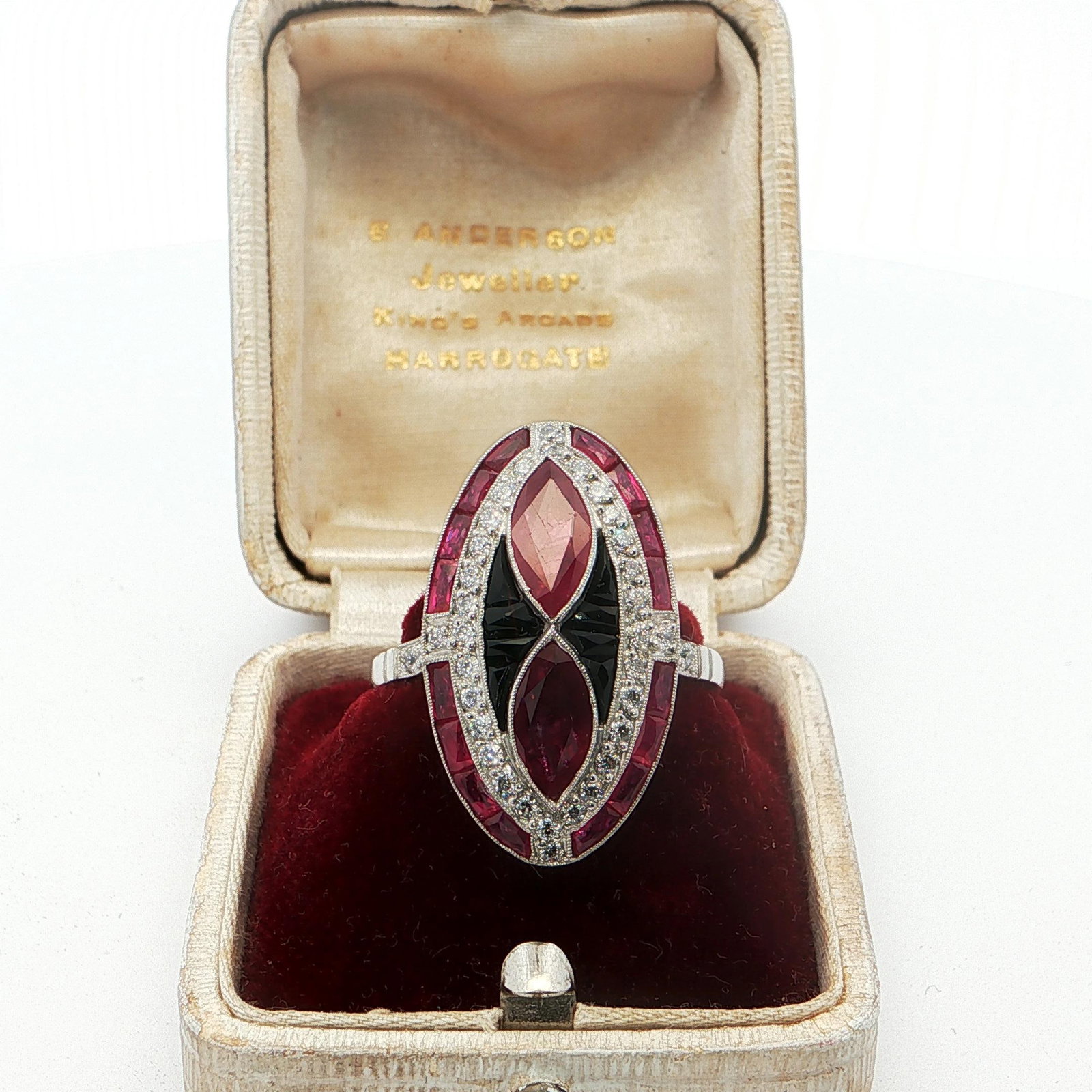 Platinum Ring with Diamonds and Natural Rubies - 4