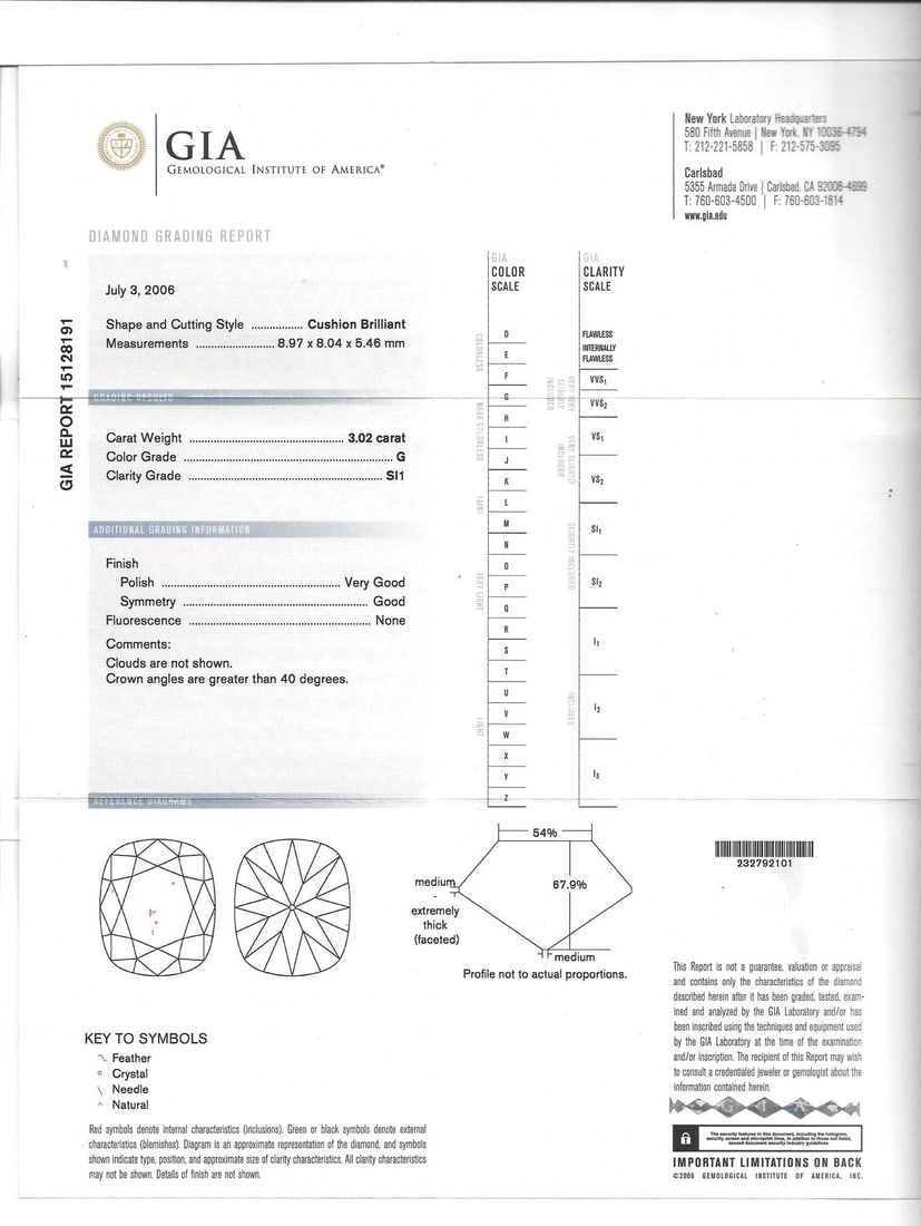 Cushion Cut Diamond Platinum Ring Art Deco circa 1920s 3.02-carat GIA G SI1 - 6