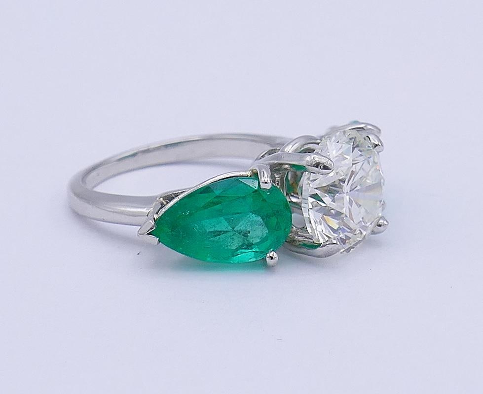 Platinum Emerald Diamond Three-Stone Ring 3.01-ct GIA Report - 2