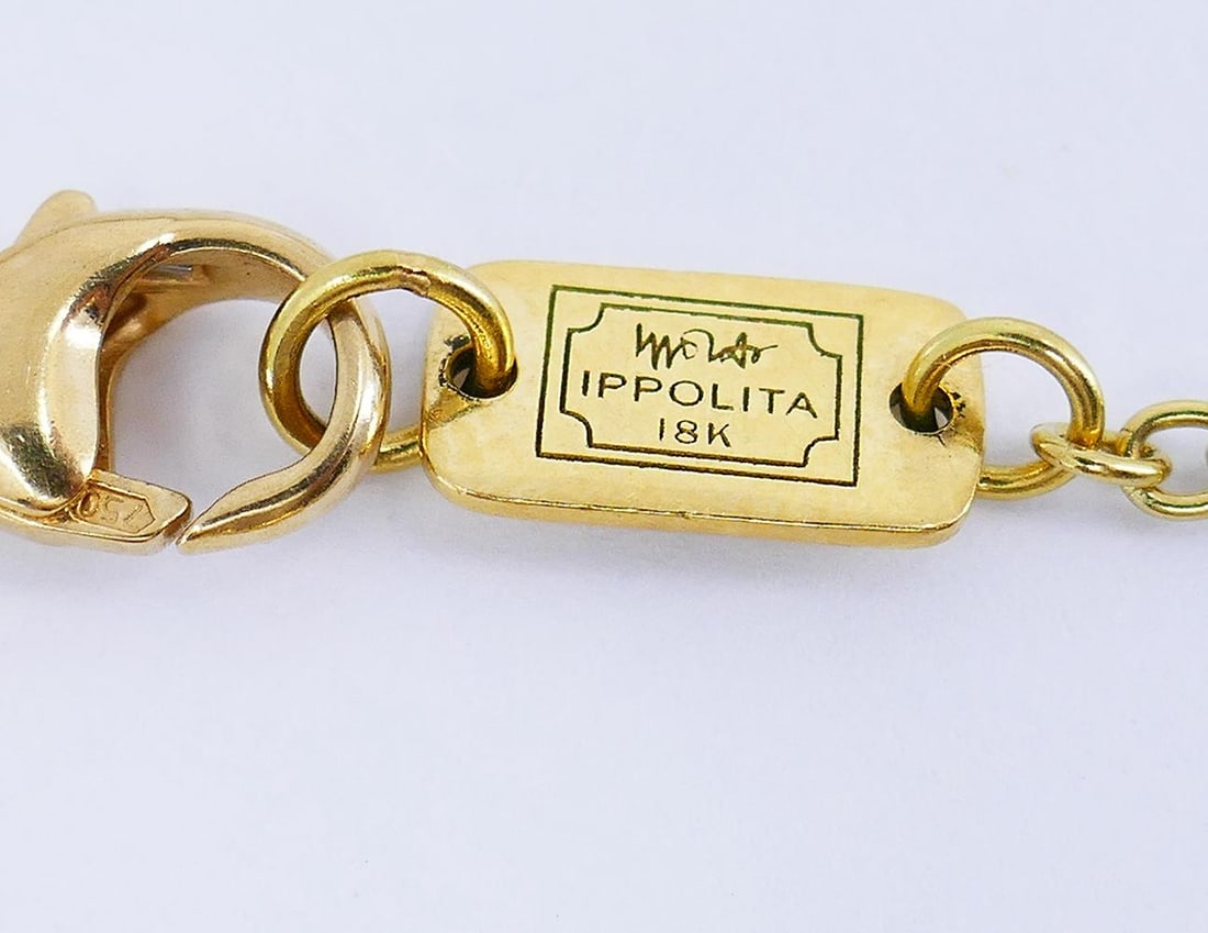 Ippolita 18k Gold Necklace with Gemstones Inlay Pendant Estate Jewelry - 4