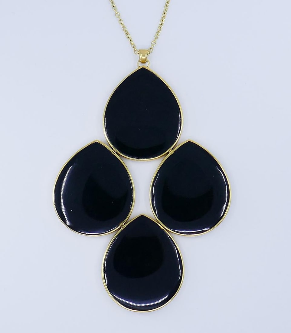 Ippolita 18k Gold Necklace with Gemstones Inlay Pendant Estate Jewelry - 5